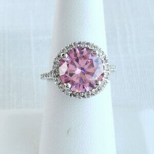 Pink diamond cz halo cocktail ring size 8